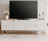 TV-Lowboard Hawick in wei� matt mit 3D-Wellenstruktur TV Unterteil in Komforth�he 179 x 61 cm
