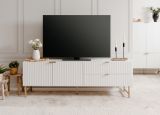 TV-Lowboard Hawick in wei� matt mit 3D-Wellenstruktur TV Unterteil in Komforth�he 179 x 61 cm
