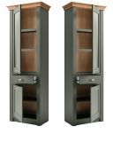 Vitrine Norwich in gr�n und Wotan Eiche Landhaus Vitrinenschrank 68 x 207 cm