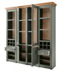 Buffetschrank Norwich in gr�n und Wotan Eiche Landhaus Vitrinenschrank mit Weinregal 194 x 207 cm
