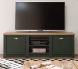 TV-Lowboard Norwich in gr�n und Wotan Eiche Landhaus TV Unterteil 152 x 51 cm