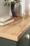 Sideboard Norwich in gr�n und Wotan Eiche Landhaus Kommode mit Weinregal 145 x 83 cm