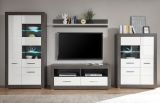 Vitrine Briard in wei� Hochglanz und grau Stone Wohn- und Esszimmer Vitrinenschrank 100 x 142 cm