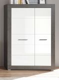 Highboard Briard in wei� Hochglanz und grau Stone Wohn- und Esszimmer Kommode 100 x 142 cm