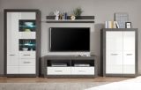Highboard Briard in wei� Hochglanz und grau Stone Wohn- und Esszimmer Kommode 100 x 142 cm