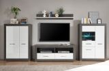 TV-Lowboard Briard in wei� Hochglanz und grau Stone TV Unterteil mit Komforth�he 150 x 61 cm