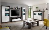 TV-Lowboard Briard in wei� Hochglanz und grau Stone TV Unterteil mit Komforth�he 150 x 61 cm