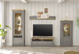 Vitrine Rideau in grau und Artisan Eiche Landhaus Vitrinenschrank 68 x 142 cm