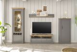Kommode Rideau in grau und Artisan Eiche Landhaus Highboard 68 x 142 cm