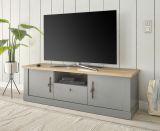 TV-Lowboard Rideau in grau und Artisan Eiche Landhaus TV Unterteil 155 x 48 cm