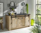 K�chenschrank Stove in Used Wood hell und anthrazit K�che Unterschrank f�r Sp�le oder Kochfeld 161 x 93 cm