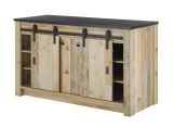 K�chenschrank Stove in Used Wood hell und anthrazit K�che Unterschrank f�r Sp�le oder Kochfeld 161 x 93 cm