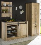 K�che Hochschrank Stove in Used Wood hell und anthrazit K�chenschrank hoch 62 x 201 cm