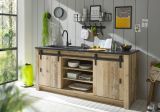 K�che mit Kochinsel Stove in Used Wood hell und anthrazit K�chenschrank Set 6-teilig