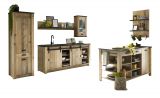 K�che mit Kochinsel Stove in Used Wood hell und anthrazit K�chenschrank Set 6-teilig