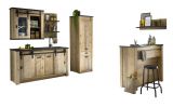 K�che mit Theke Stove in Used Wood hell und anthrazit K�chenschrank Set 6-teilig