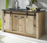 K�che Stove in Used Wood hell und anthrazit K�chenschrank Set 4-teilig