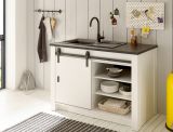 K�chenschrank Stove in wei� Pinie und anthrazit Landhaus K�che Unterschrank f�r Sp�le oder Kochfeld 133 x 93 cm