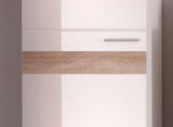 Badezimmer Waschbeckenunterschrank Mezzo in wei� Hochglanz und Eiche hell Badschrank 60 x 56 cm