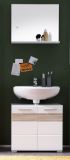 Badezimmer Waschbeckenunterschrank Mezzo in wei� Hochglanz und Eiche hell Badschrank 60 x 56 cm