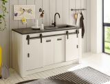 K�chenschrank Stove in wei� Pinie und anthrazit Landhaus K�che Unterschrank f�r Sp�le oder Kochfeld 161 x 93 cm