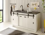 K�chenschrank Stove in wei� Pinie und anthrazit Landhaus K�che Unterschrank f�r Sp�le oder Kochfeld 161 x 93 cm