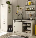 K�chenregal Stove in wei� Pinie und anthrazit Landhaus K�che Wandregal 60 x 84 cm Gew�rzregal
