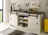 K�che mit Kochinsel Stove in wei� Pinie und anthrazit Landhaus K�chenschrank Set 6-teilig