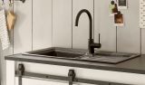 K�che mit Theke Stove in wei� Pinie und anthrazit Landhaus K�chenschrank Set 5-teilig