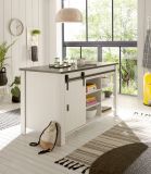 K�che mit Kochinsel Stove in wei� Pinie und anthrazit Landhaus K�chenschrank Set 5-teilig