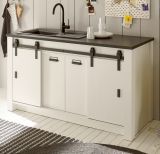 K�che Stove in wei� Pinie und anthrazit Landhaus K�chenschrank Set 4-teilig