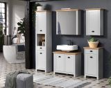 Badezimmer Spiegelschrank Landside in grau und Eiche Artisan Landhaus Badschrank 2-t�rig 78 x 73 cm