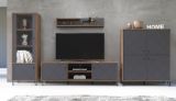 Highboard Rhomba in Graphite Grau und Eiche Kraft Gold Wohn- und Esszimmer Kommode 123 x 136 cm