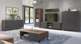 Highboard Rhomba in Graphite Grau und Eiche Kraft Gold Wohn- und Esszimmer Kommode 123 x 136 cm