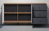 Sideboard Rhomba in Graphite Grau und Eiche Kraft Gold, Kommode 183 x 76 cm mit Soft-Close