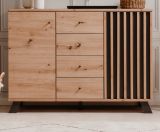 Kommode Madem in Artisan Eiche und Anthrazit mit 3D-Lamellen Wohn- und Esszimmer Sideboard 120 cm