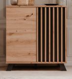 Kommode Madem in Artisan Eiche und Anthrazit mit 3D-Lamellen Wohn- und Esszimmer Sideboard 80 cm