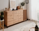 Sideboard Madem in Artisan Eiche und Anthrazit mit 3D-Lamellen Wohn- und Esszimmer Kommode 160 cm