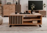 Couchtisch Madem in Artisan Eiche und Anthrazit mit 3D-Lamellen Beistelltisch 110 x 67 cm