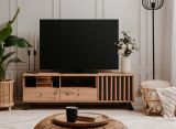 TV-Lowboard Madem in Artisan Eiche und Anthrazit mit 3D-Lamellen TV Unterteil 138 cm