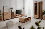 TV-Lowboard Madem in Artisan Eiche und Anthrazit mit 3D-Lamellen TV Unterteil 138 cm