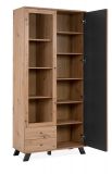 Vitrine Madem in Artisan Eiche und Anthrazit mit 3D-Lamellen Wohn- und Esszimmer Vitrinenschrank 92 x 199 cm