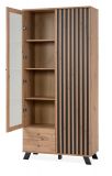 Vitrine Madem in Artisan Eiche und Anthrazit mit 3D-Lamellen Wohn- und Esszimmer Vitrinenschrank 92 x 199 cm