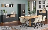 TV-Lowboard Synnax in grau und Evoke Eiche TV Unterteil mit Komforth�he 187 x 59 cm
