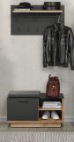 Garderobe Sitzbank Synnax in grau und Evoke Eiche Garderobenbank und Schuhschrank 90 x 48 cm