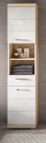 Badezimmer Hochschrank Mambo in wei� Hochglanz und Sonoma Eiche Badschrank 37 x 191 cm