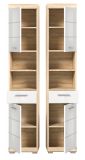 Badezimmer Hochschrank Mambo in wei� Hochglanz und Sonoma Eiche Badschrank 37 x 191 cm