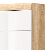 Badezimmer Kommode Mambo in wei� Hochglanz und Sonoma Eiche Badschrank 37 x 88 cm