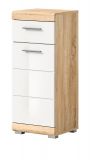 Badezimmer Kommode Mambo in wei� Hochglanz und Sonoma Eiche Badschrank 37 x 88 cm