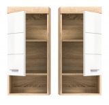 Badezimmer H�ngeschrank Mambo in wei� Hochglanz und Sonoma Eiche Badschrank h�ngend 37 x 79 cm
